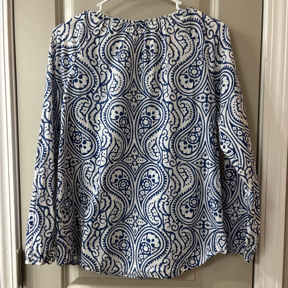 Talbots Blue and Yellow Paisley Blouse - Picture 3 of 6